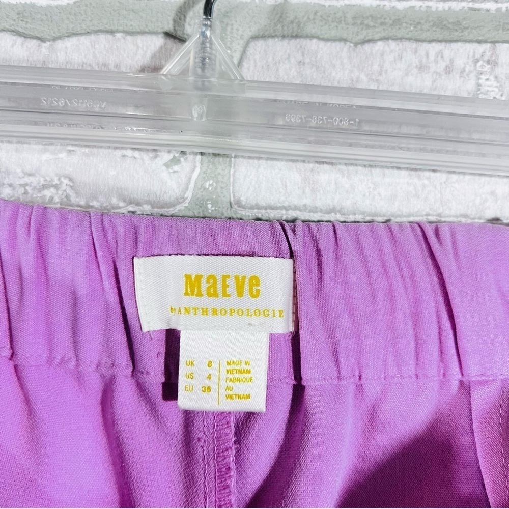 Maeve by Anthropologie Pintuck Tapered High Rise Cuffed Trousers in Lilac Size 4 - Picture 7 of 9